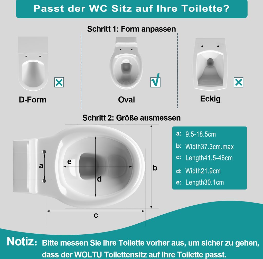 WOLTU Premium WC-Sitz mit Absenkautomatik, Kunststoff, Fast Produktbild 4