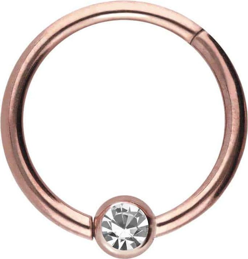 Ohrpiercing, Nasenpiercing, Septum Piercing Titan Segmentring Clicker KRISTALL RoséGold Innendurchmesser: 9mm + Stabstärke: 1,2mm