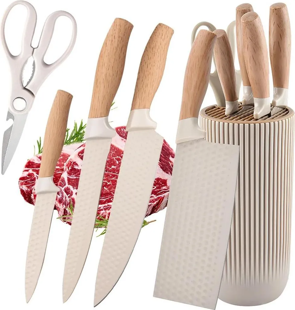 Coltello Cucina Design Beige Inox | Impugnatura Ergonomica Chic