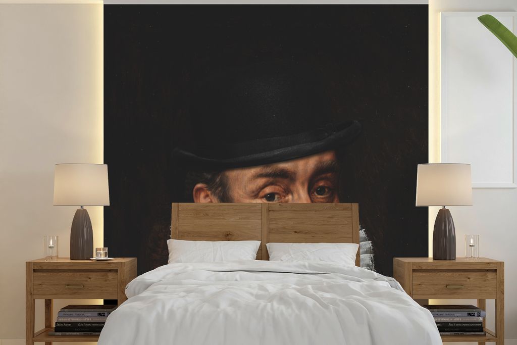 MuchoWow Fototapete für Wohnzimmer oder Schlafzimmer Wandtapete Vinyl Motivtapete Wilhelm von Oranien - Kunst - Hut - 280x280 cm - Hintergrundbild
