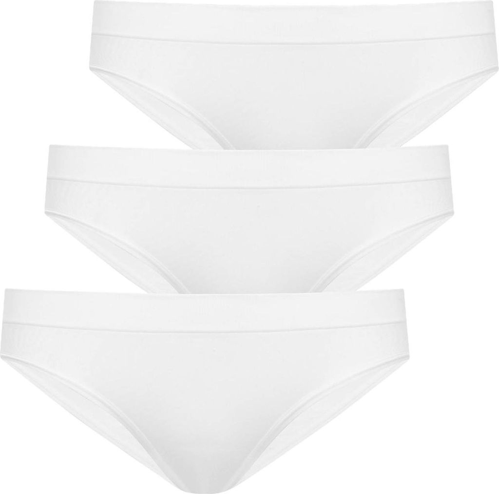 Jockey Damen Bikini-Slips, 3er Pack - Seamfree Bikini, Low Rise, einfarbig Weiß L
