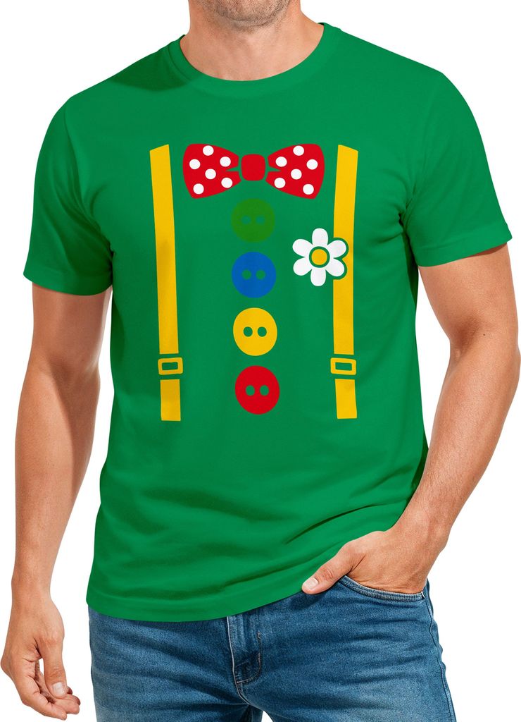Herren T-Shirt Clownkostüm Aufdruck Fasching Karneval Ersatz Verkleidung Last Minute Faschingskostüme Männer Funshirt Moonworks