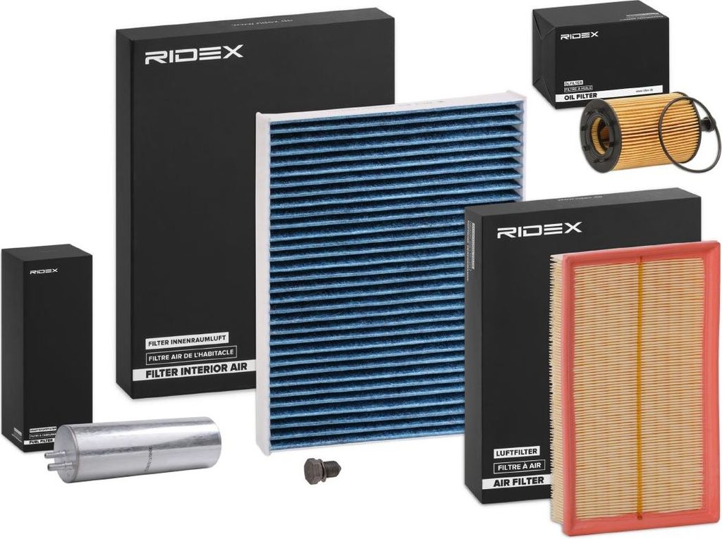 RIDEX Filterset Inspektionspaket Filtersatz für VW Transporter V Bus (7HB, 7HJ, 7EB, 7EJ, 7EF, 7EG, 7HF, 7EC) Multivan V Transporter V Kastenwagen