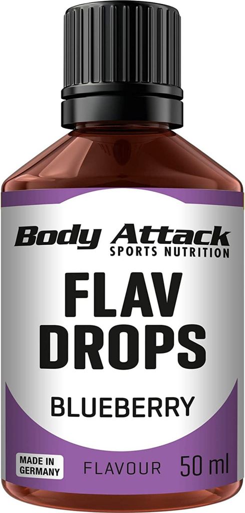 Body Attack - Flav Drops Flavour Drops Aroma Tropfen zuckerfrei Geschmackstropfen ohne Kalorien – Blueberry / 50ml