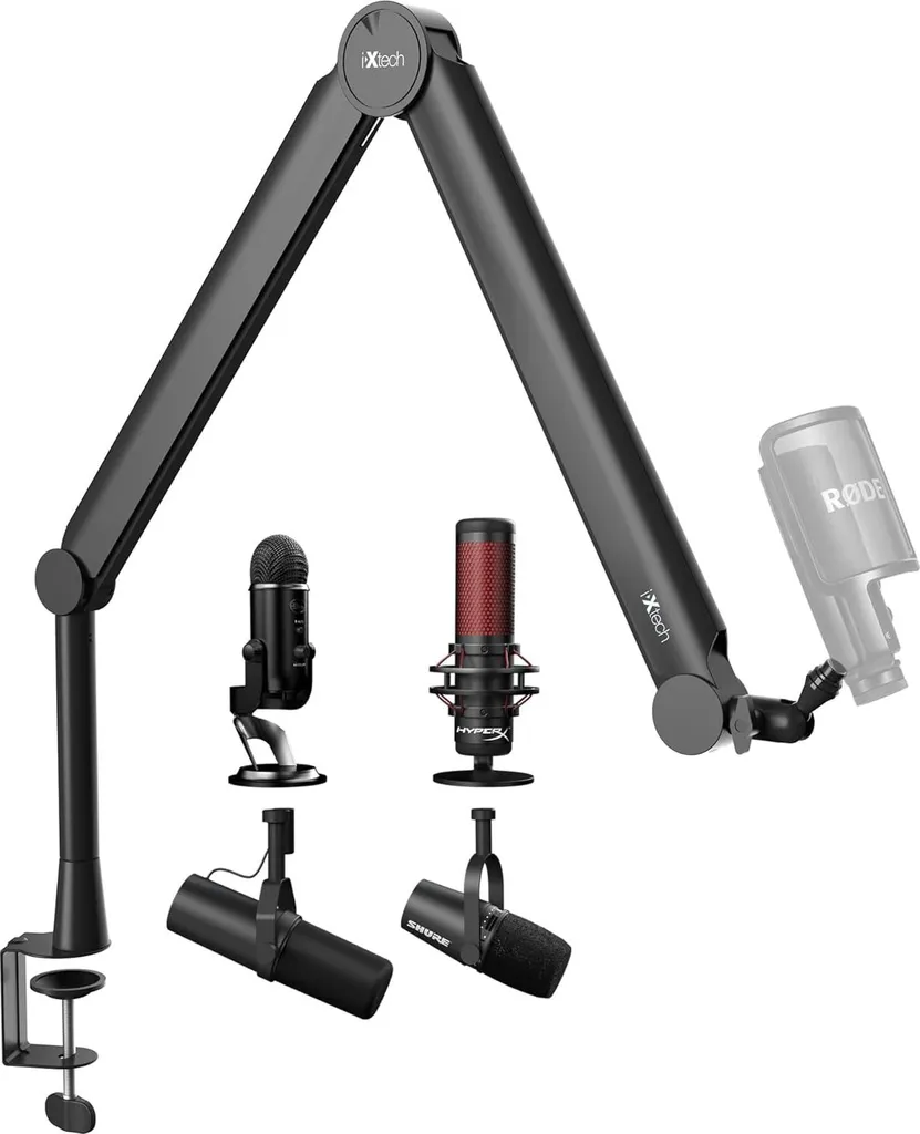 Support Micro Gaming et Podcast IXTECH Valiant pour Setup Streamer Pro