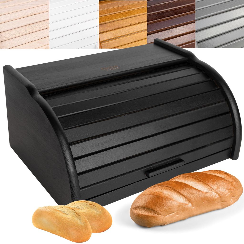 Creative Home Čierna drevená chlebovka s posuvným vekom | Obrázok produktu 