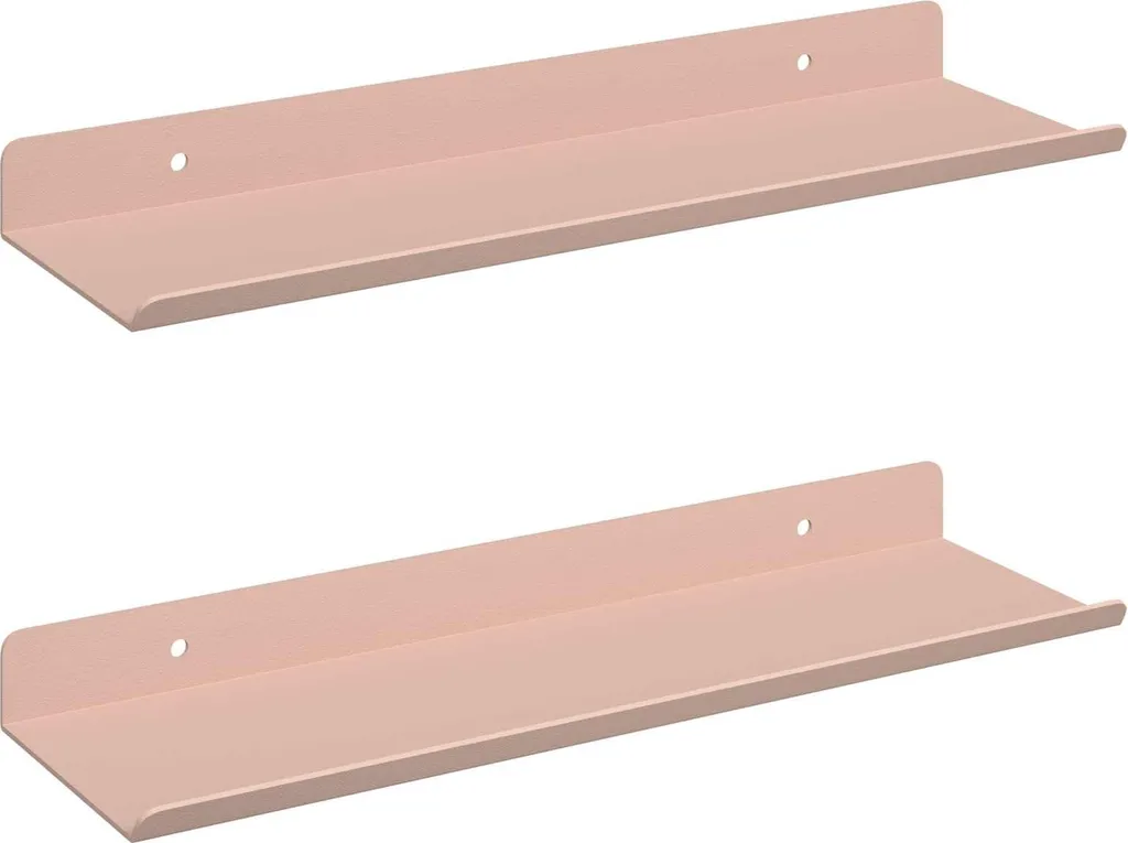 2 Mensole a Muro Acciaio Rosa 30x9x2.5cm - Scaffale Sospeso Moderno