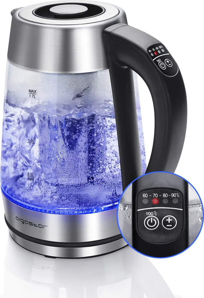 Bouilloire Théière Électrique Aigostar Verre Idéale Thé et Infusions