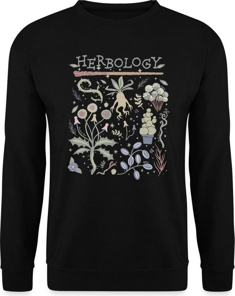 Spreadshirt Harry Potter Herbology Botanische Kräuter Design Uni Pullover, M, Schwarz