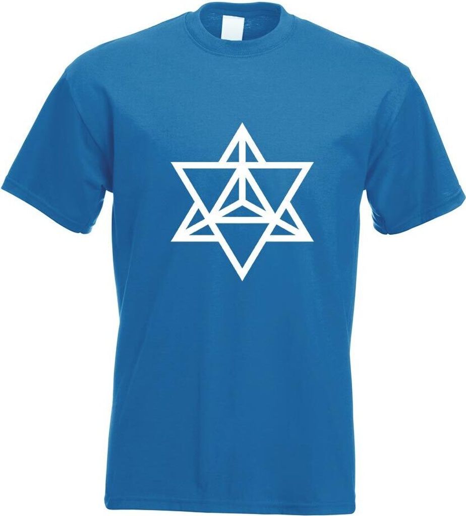Kiwistar - T-Shirt - royal - Merkaba Motiv Bedruckt Funshirt Design Print - mit Motiv Bedruckt - Funshirt Design - Sport - Freizeit - Herren - L