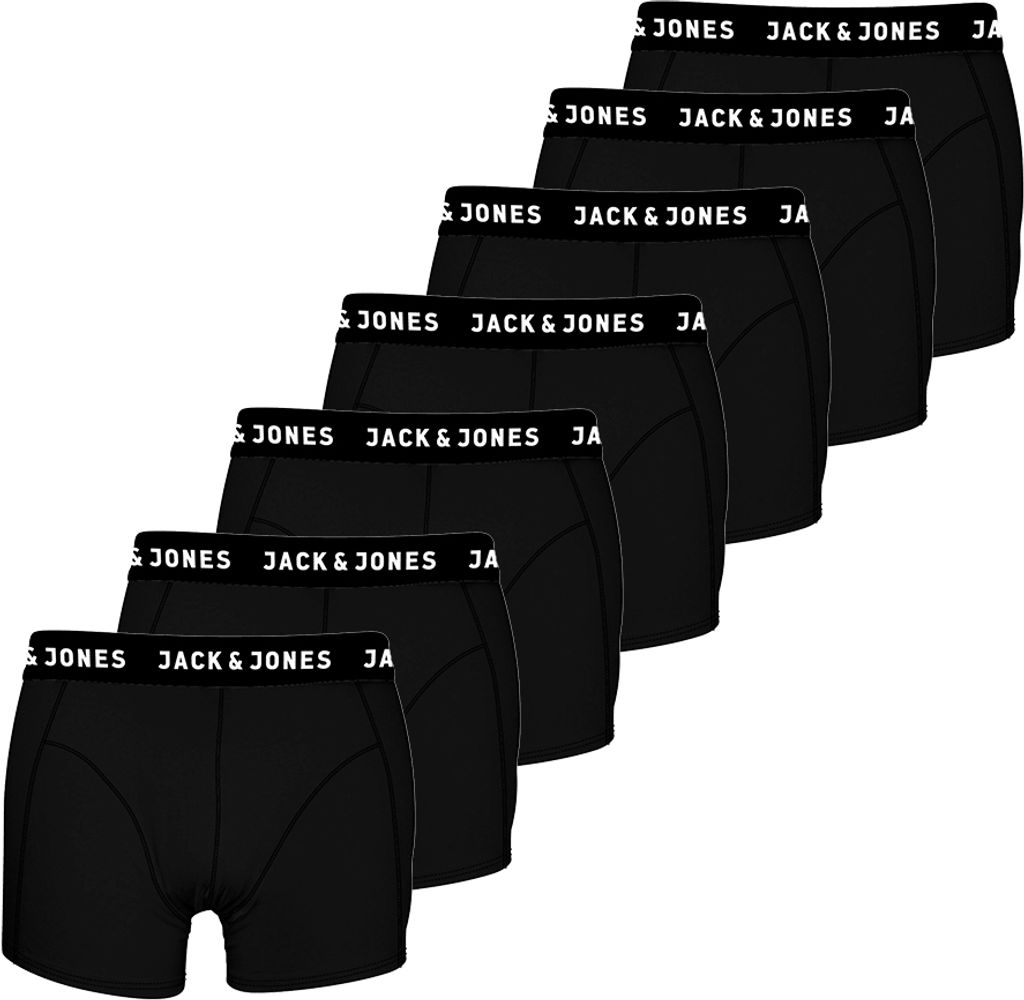 JACK& JONES Boxershorts 7-pack Basis Trunks Korte Onderbroeken Logo Print Ontwerp JACVITO, Colour:Black, Pant Size:XXL