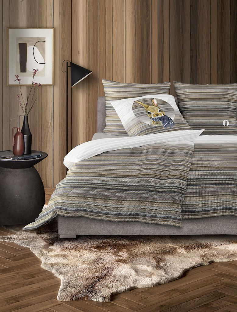 Irisette GmbH & Co. KG Flausch-Baumwolle Bettwäsche Set Zobel 8630 Farbe natur Größe 135x200+80x80