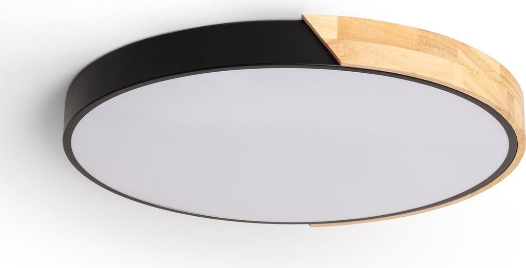 LED-Deckenleuchte 36W Rund Holz Ø500 CCT Wählbar Semi-Dari Schwarz