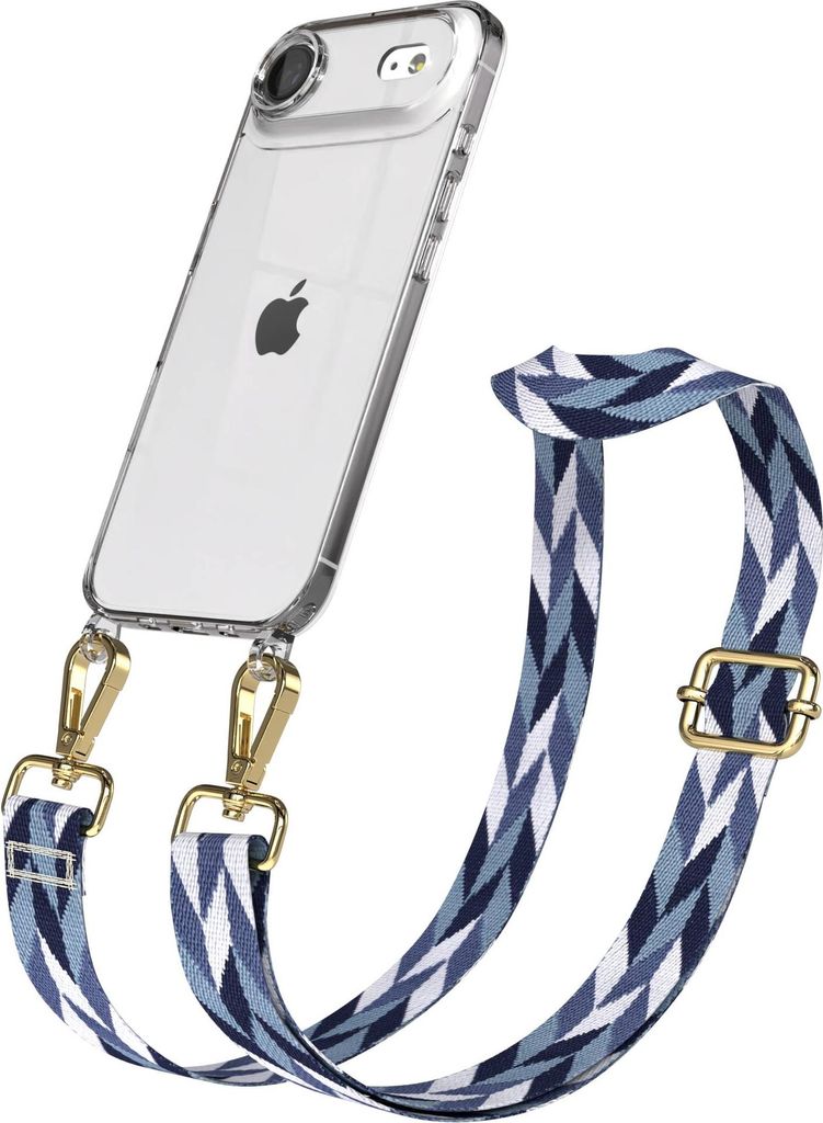 EAZY CASE Handykette - Verstellbarer Trageriemen kompatibel mit Apple iPhone Air, Handykordel mit transparenter Silikon-Hülle, Karabiner Gold, Mix...