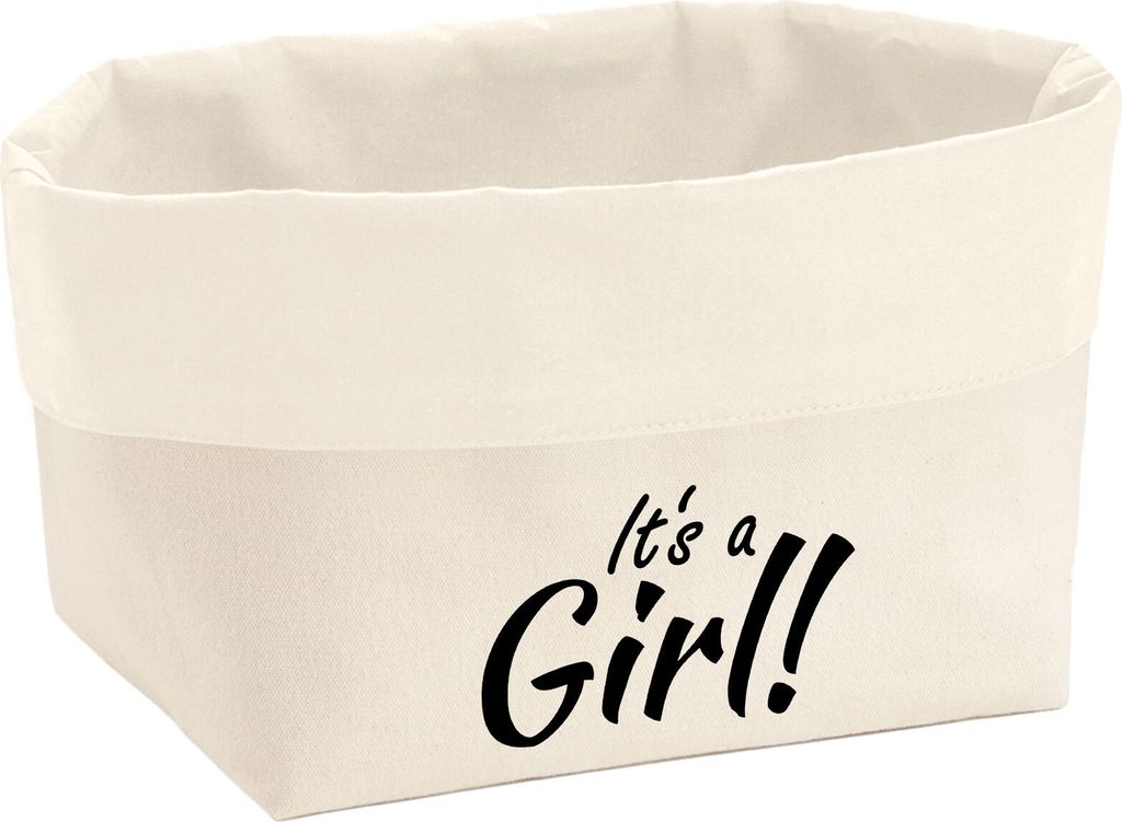 Huuraa Organizer It`s a Girl! Schriftzug 3 Liter Medium Canvas Baumwolle Utensilo Geschenkidee