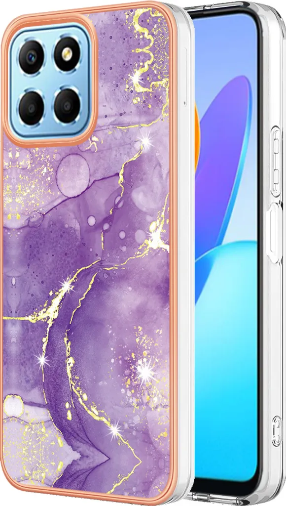 Cover Honor X8 5G Viola Marmo - Custodia Glamour Sottile e Protettiva