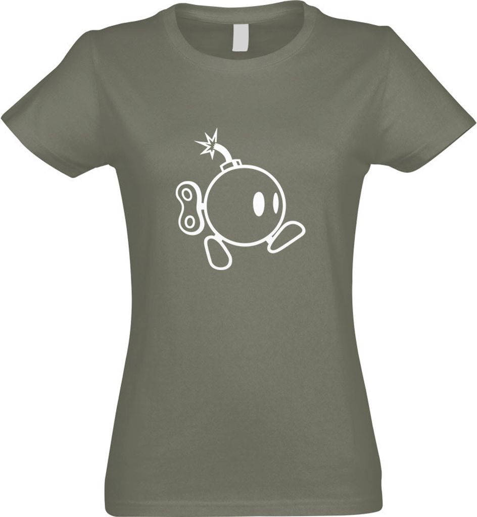 Kiwistar - T-Shirt tailliert - Damen - Olive - Bomber Running Bomb - mit Motiv Bedruckt - Funshirt Design - Sport - Freizeit - Damen - L