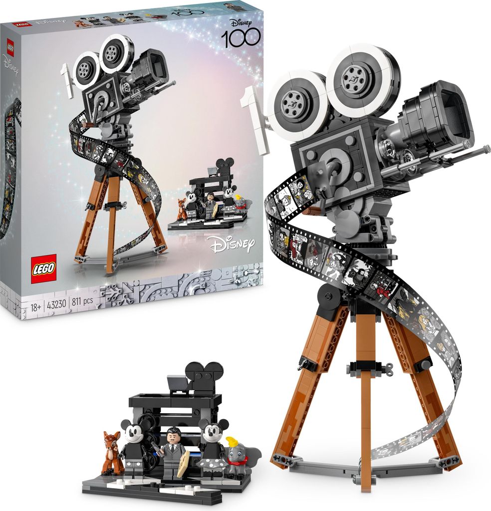 LEGO 43230 Disney Kamera – Hommage an Walt Disney, Set zum 100-jährigen Jubiläum für Erwachsene mit Micky- und Minnie Maus-Minifiguren, Bambi- und Dumbo-Figuren, Geschenk für Frauen und Männer