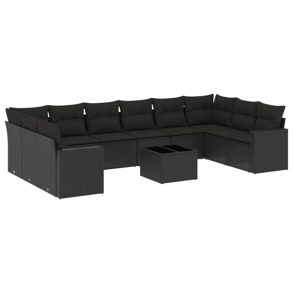 "WINTER SALE" 11-tlg. Garten-Lounge-Set - elegantes Design - Sitzgruppe/Gartengarnitur - mit Kissen Schwarz Poly Rattan - Terassenmöbel NeuMöbel9...