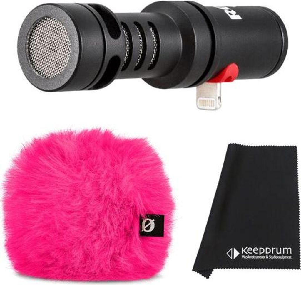 Rode Videomic Me-L mit Windschutz Pink mit Tuch