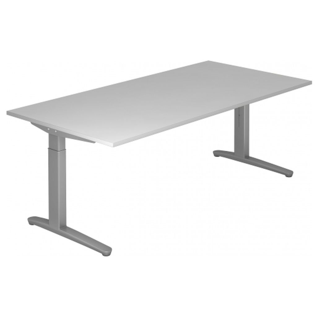 Schreibtisch C-Fuß 200x100cm Grau/Silber