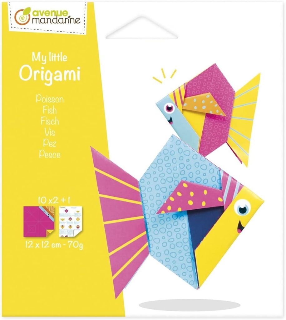 My Mandarine Origami Fisch 12 cm x 12 cm 70 g/qm Faltpapier Bastelset Kinder