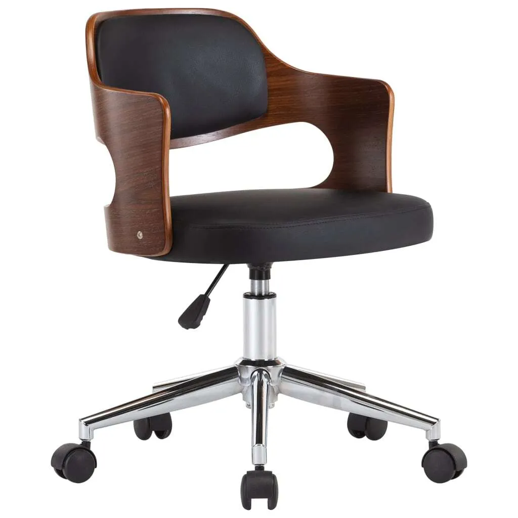 Sedia Direzionale Legno Curvato Nero | Pelle Finta e Design d'Elite