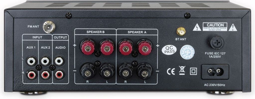 Dynavox Stereo Kompakt-Verstärker VT-80 MK, 4 schraubbare Lautsprecher-Anschlüsse, Fernbedienung für Digital-Eingänge (USB, SD-Card), integrier...