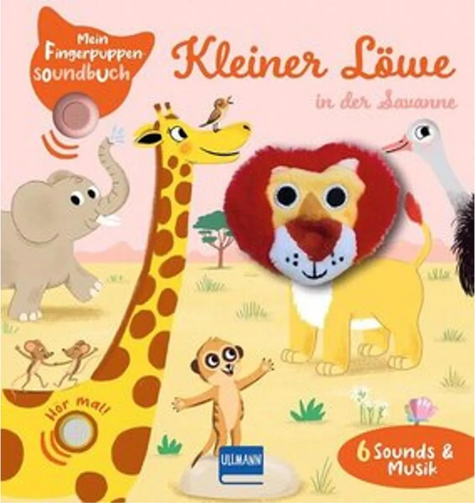 Livre marionnette sonore - Histoire Petit Lion dans la Savane dès 1 an