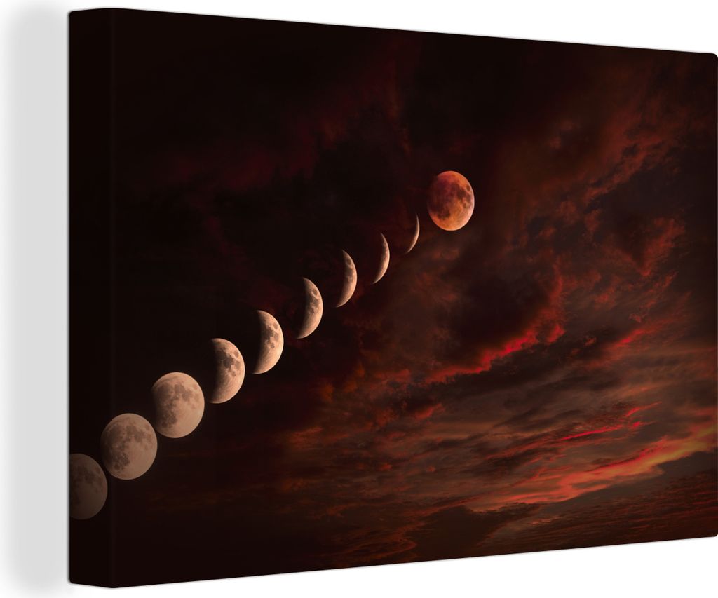 OneMillionCanvasses - Leinwandbilder - 140x90 cm, Mond - Wolken - Himmel, Wandbilder Kunstdruck Wanddekoration