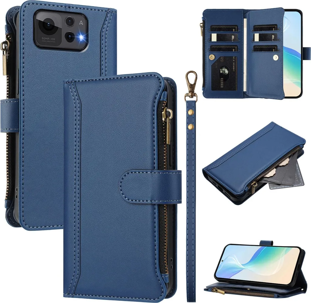 Cover Portafoglio Asus Zenfone 12 Ultra Blu - Zip e Tasche Carte