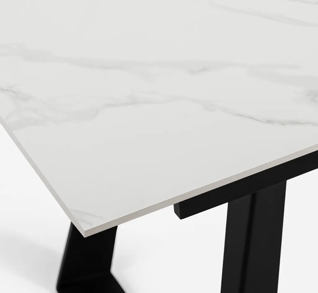 Table de repas extensible 160-200 cm design marbre blanc effet Caracas - 9