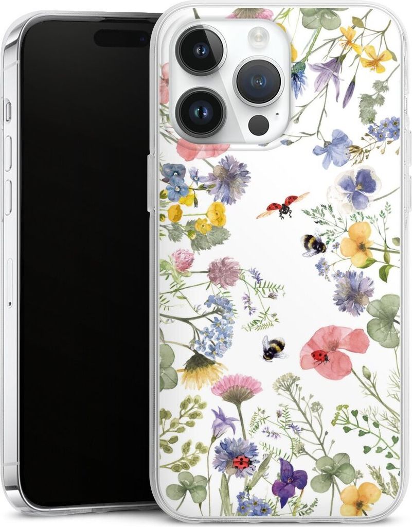 DeinDesign Handyhülle für Apple iPhone 14 Pro Max Silikon Hülle Case Smartphone Schutzhülle Biene Blumen Muster