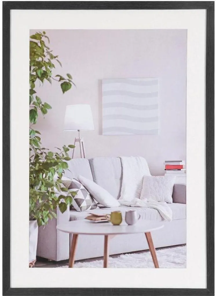 Cadre Henzo Modern 50x70 noir avec passe-partout et verre haute qualité