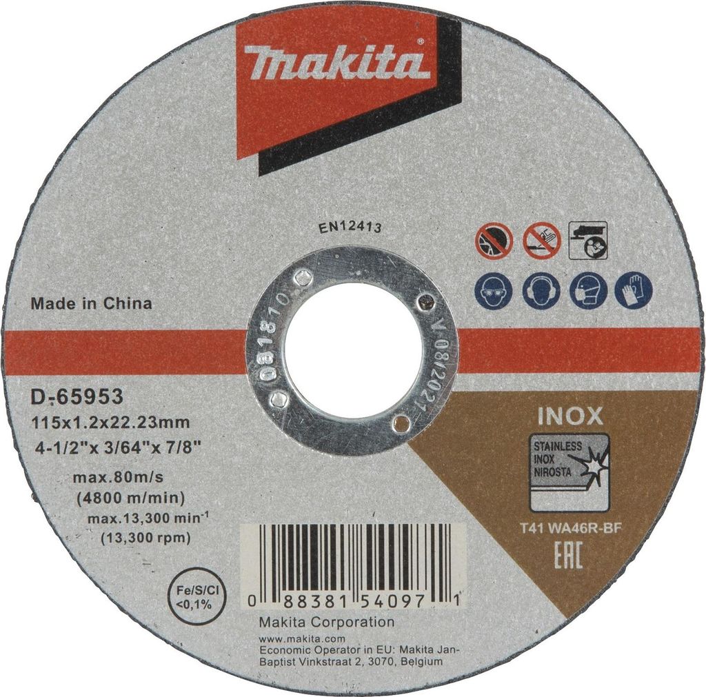 Makita Disque à tronçonner 12 pcs. - 115 mm - 22,23 mm - Image du produit 