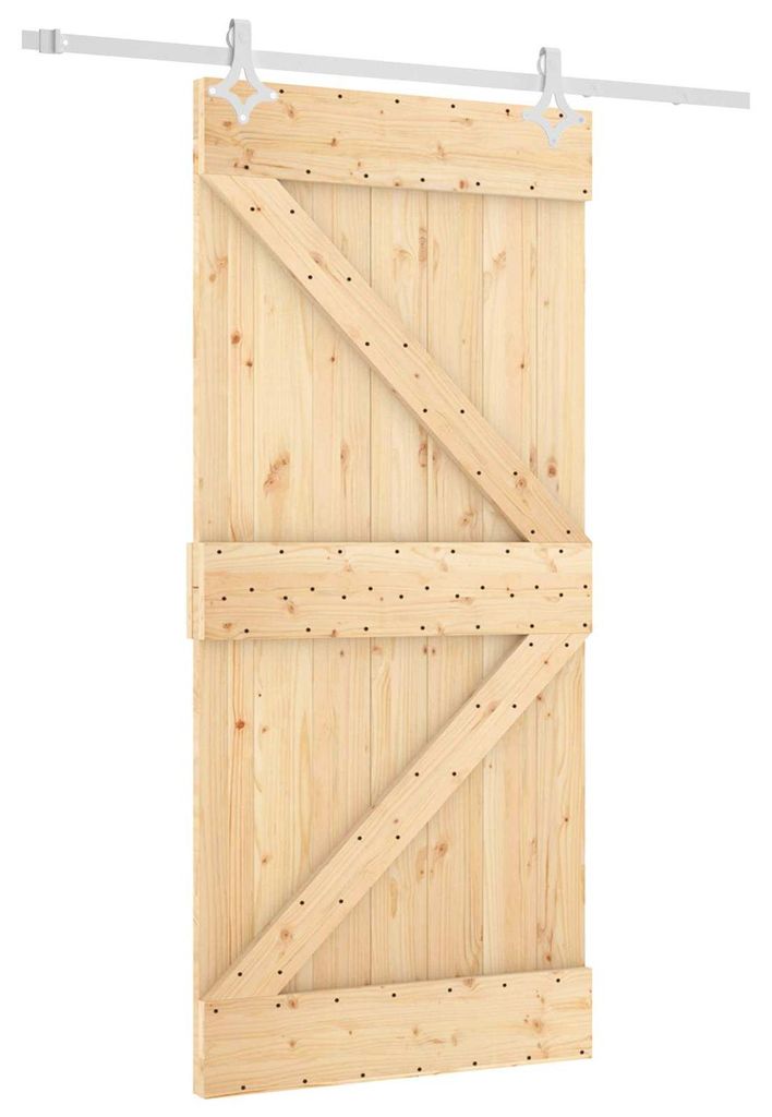 Schiebetür Natürlich und Weiß 95 x 210 cm Massivkiefer