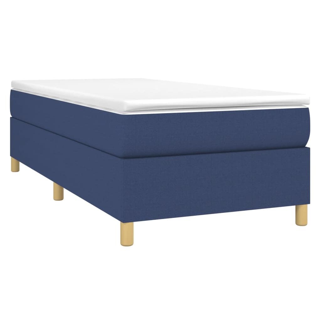 vidaXL Boxspringbett mit Matratze Blau 90x190 cm Stoff