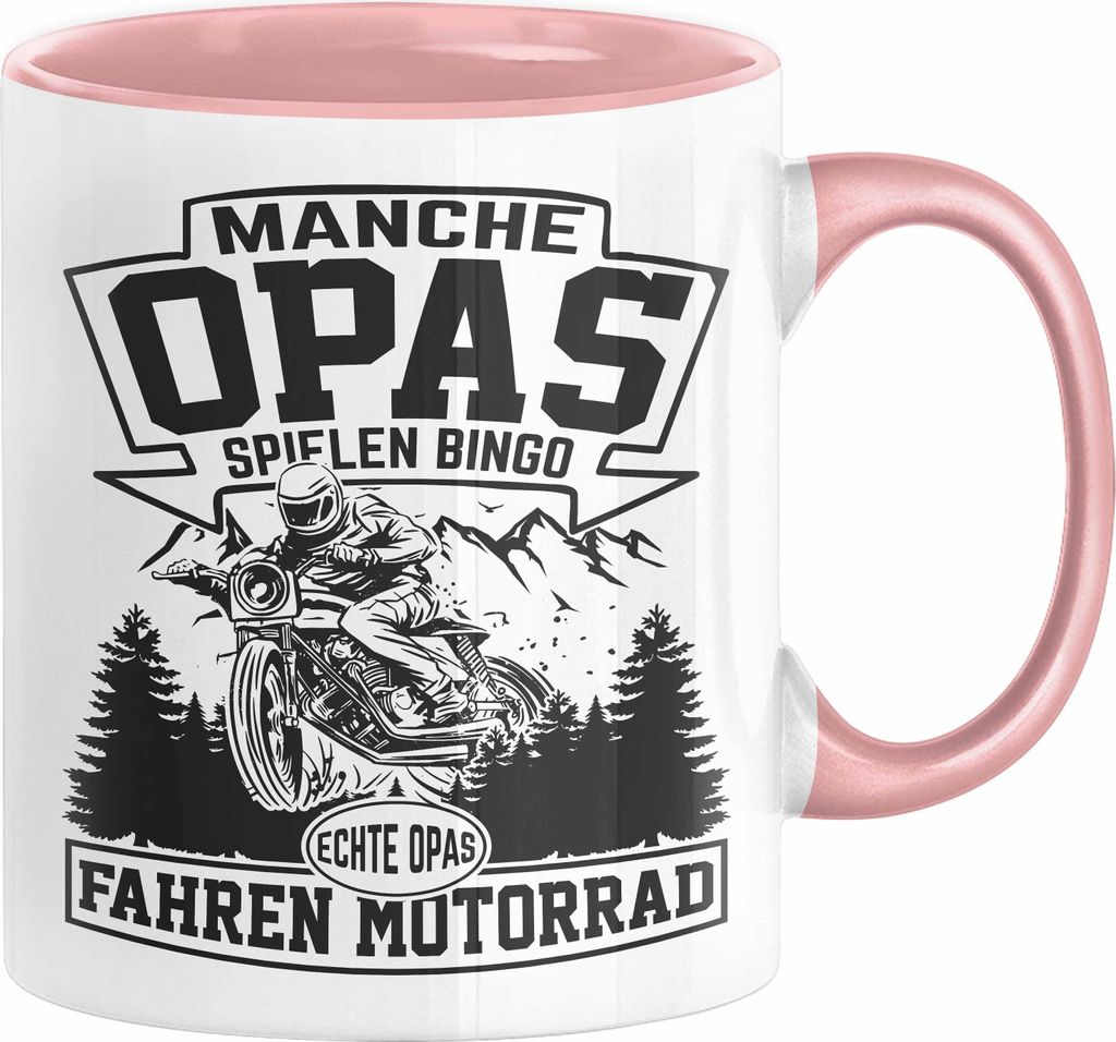 Motorrad Opa Tasse Geschenk Echte Opas Fahren Motorrad Geschenkidee Vatertag Opa Biker (Rosa)
