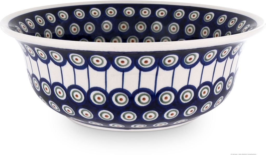 Original Bunzlauer Keramik 2 Liter Schüssel Schale Ø24,5 cm Rührschüssel Salatschüssel Beilagenschüssel Obstschale [Form 4] im Design 8