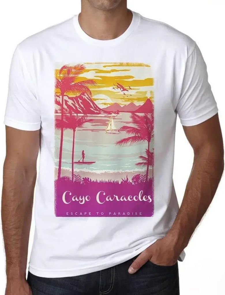 Herren Grafik T-Shirt Cayo Caracoles Flucht ins Paradies – Cayo Caracoles Escape To Paradise – Öko-Verantwortlich Vintage Jahrgang Kurzarm Lus...