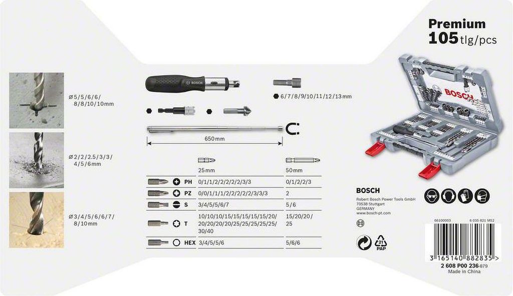 set di trapani e avvitatori Premium X-Line da 105 pezzi Immagine del prodotto 
