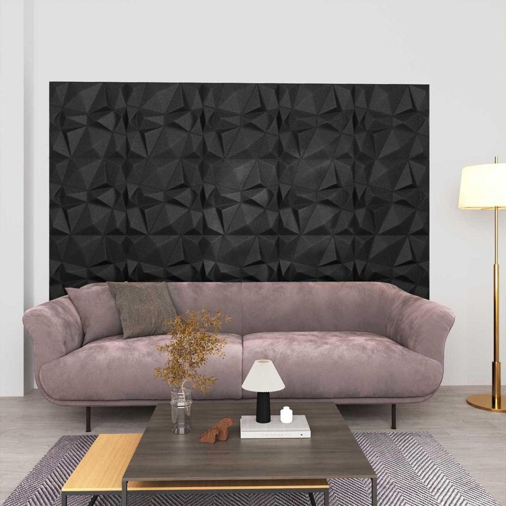 "2026 Moderne"Wandpaneele 24 pcs moderne - Deckenpaneele - Diamant Schwarz 50x50cm XPS Schaum - Wandtattoos BestMöbel 699532