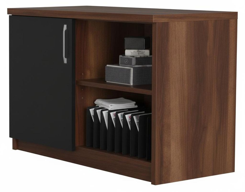 Elegante Etagere Moderner Stil Braun, Schwarz Holzrahmen Minimalistisches