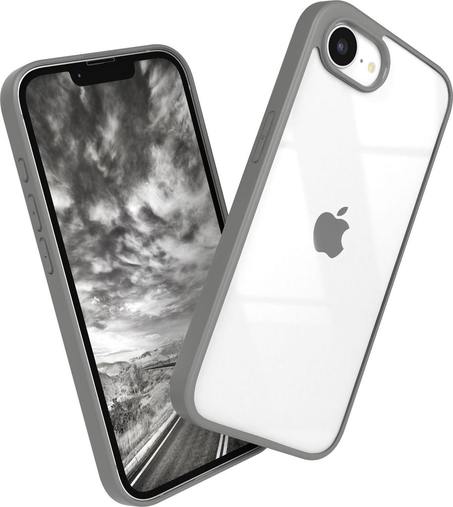 EAZY CASE Clear Hybrid Bumper Hülle für Apple iPhone 16e, Handyhülle stoßfest mit Kameraschutz, Handycase dünn in Grau