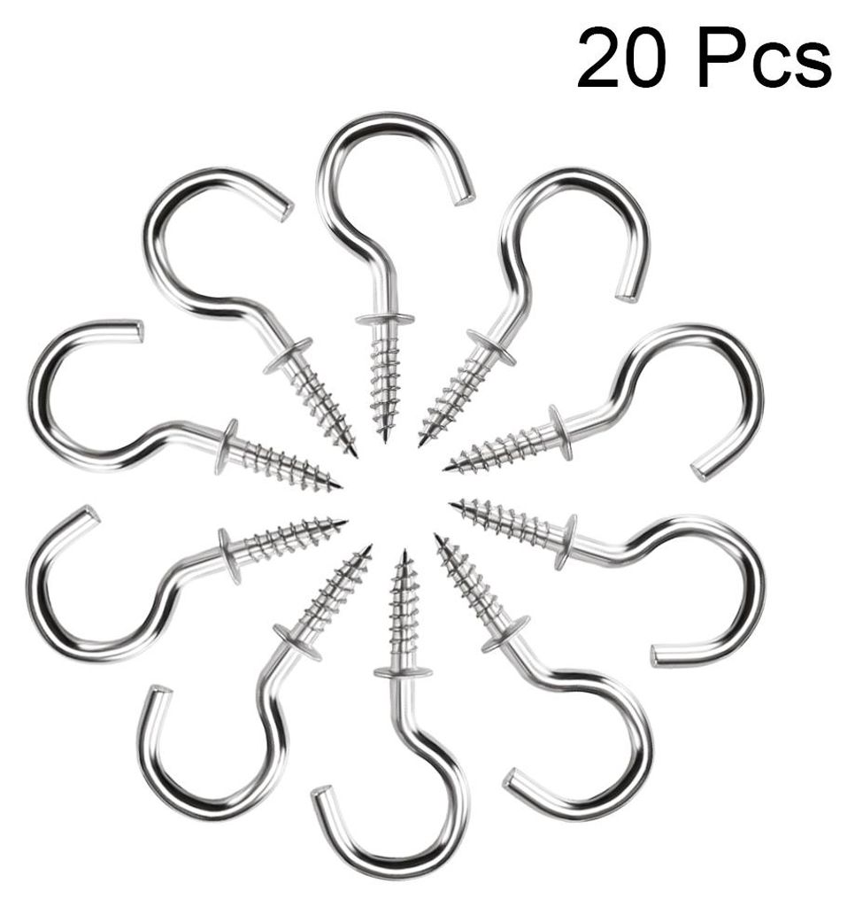 20St Schraubhaken Deckenhaken Blechschrauben Einschrauben Haken mit Platte 0,8"