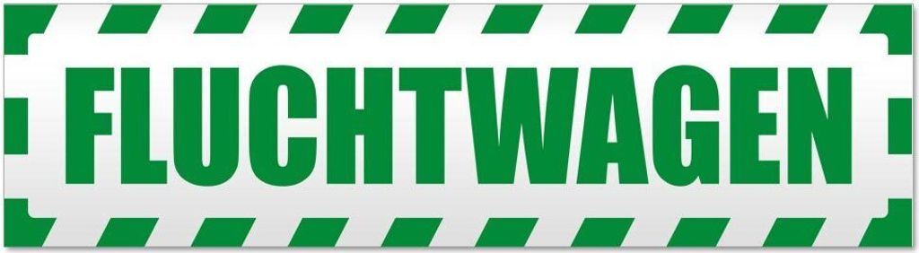 Kiwistar Fluchtwagen gestreift Magnetschild Schild magnetisch - 45cm Grün - Magnetfolie für Auto PKW Kfz