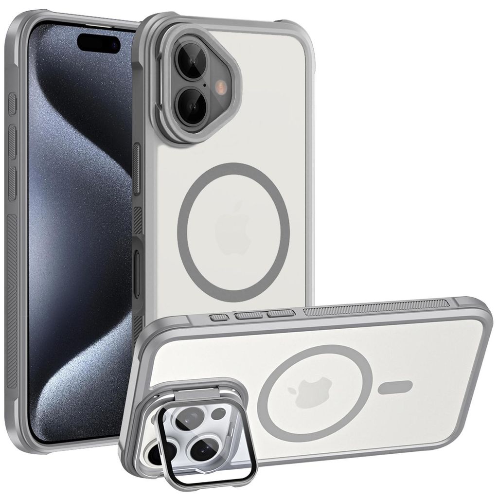 Schutzhülle für iPhone 17 Hülle, kompatibel mit MagSafe klappbarer Kamera Schutz Glas Ständer
