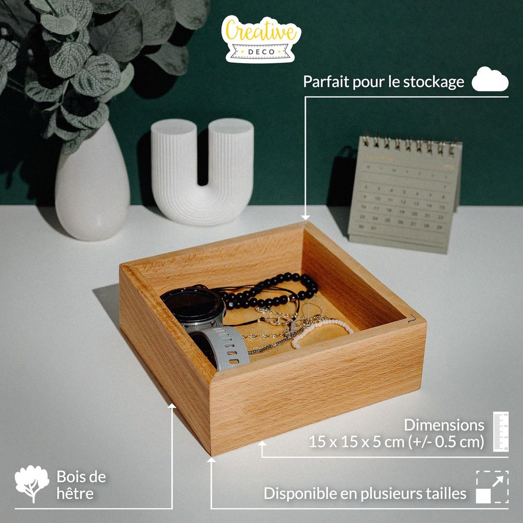 Creative Deco Scatola Quadrata Portaoggetti | 15x15x5 cm | Immagine del prodotto 