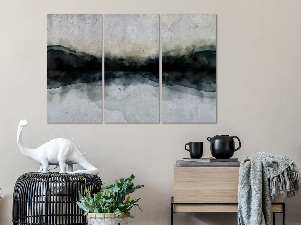 Quadro su Tela Montagna e Lago Trittico 90x60 - Arredo Casa Moderno - 2