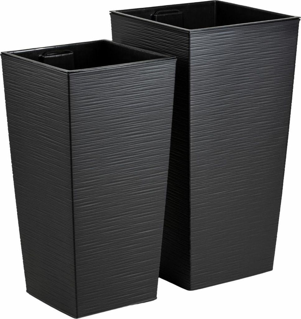HowHomely | Pflanzentöpfe - Blumentöpfen - schwarz - 2er Set - Rillenstruktur - Übertöpfe - Dekorativ